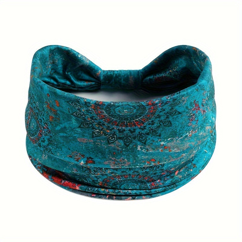 Women’s Boho Polyester Knit Crochet Headband for Yoga Running and Sports