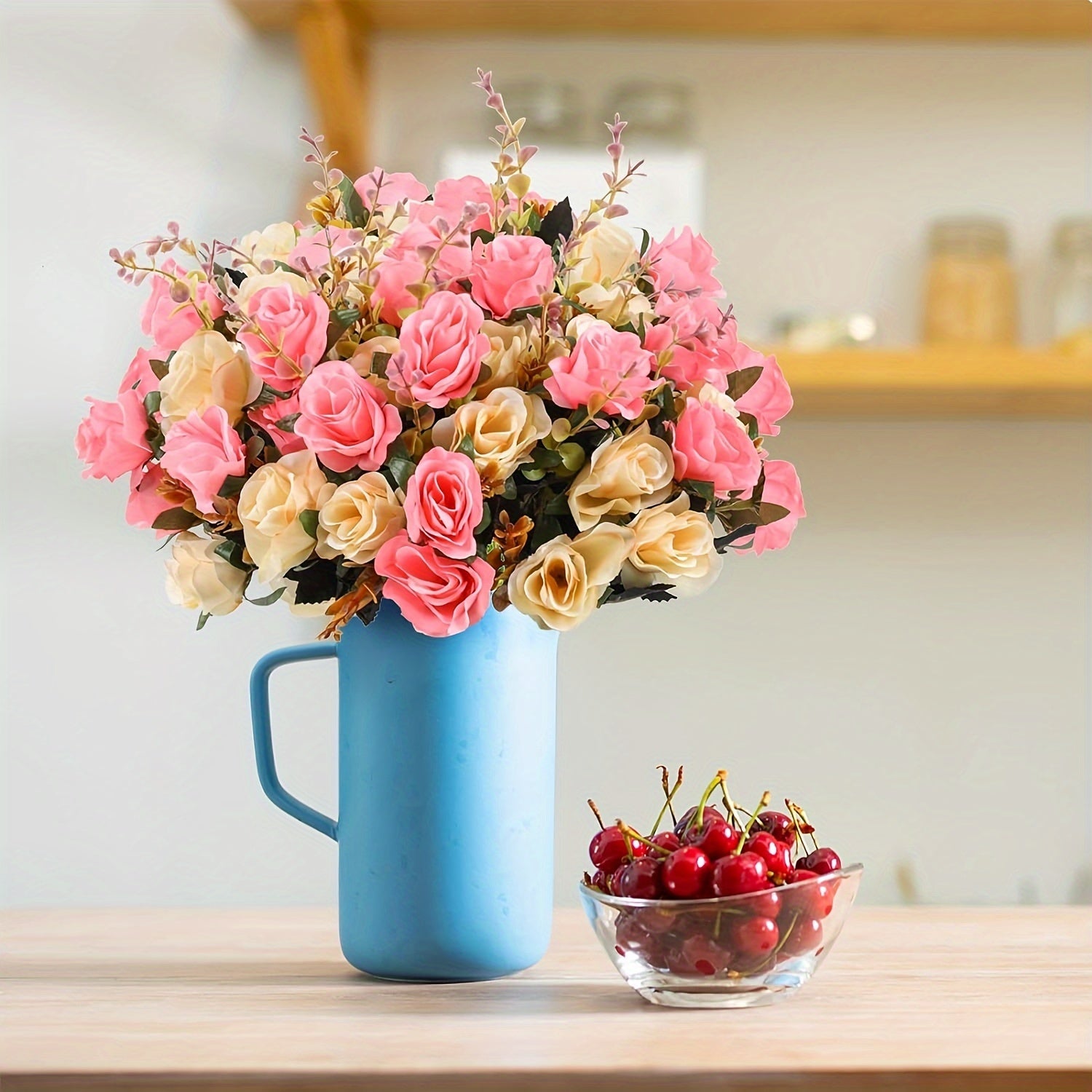 Устойчивый к УФ-излучению искусственный букет роз, идеальный для весны, Дня святого Валентина, свадеб, декора дома и офиса, а также для празднований на открытом воздухе в саду.