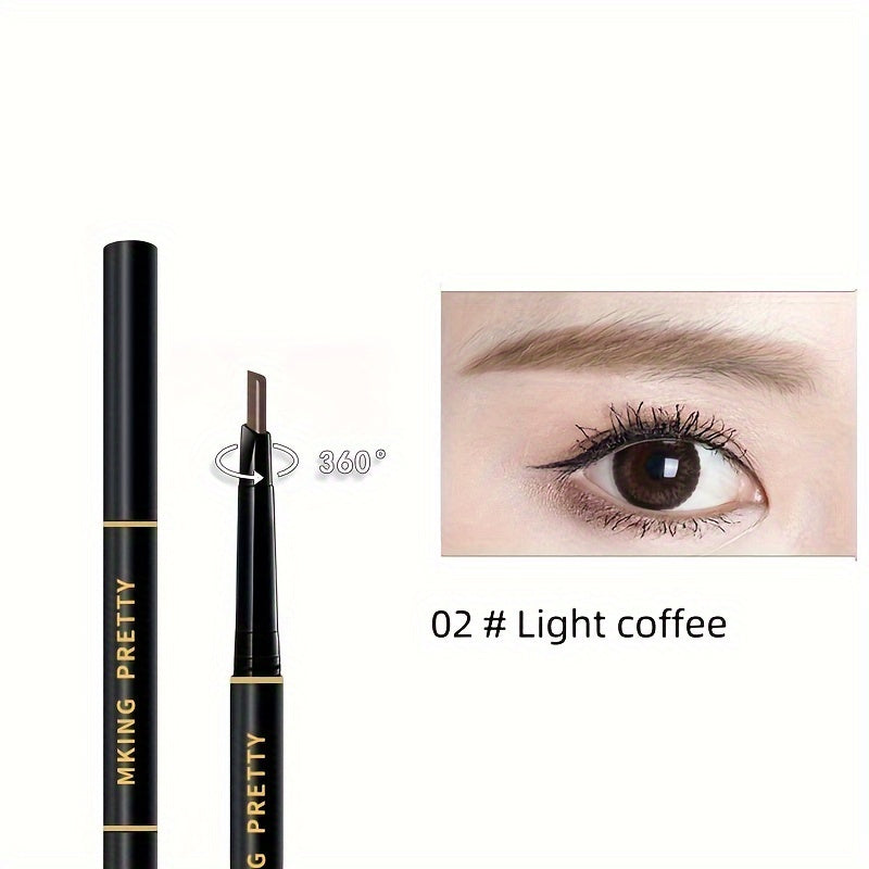 Lápiz de cejas impermeable de doble punta para mujer con cepillo, color 3D de larga duración
