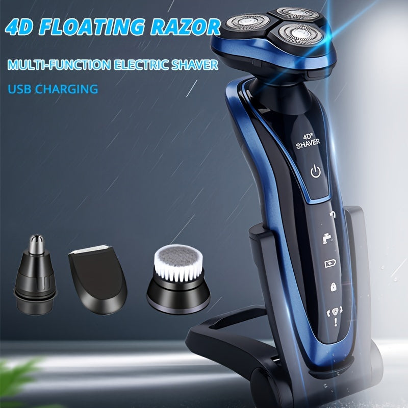 Portable USB Rechargeable Electric Shaver with Floating Head for Face and Nose Hair Trimming