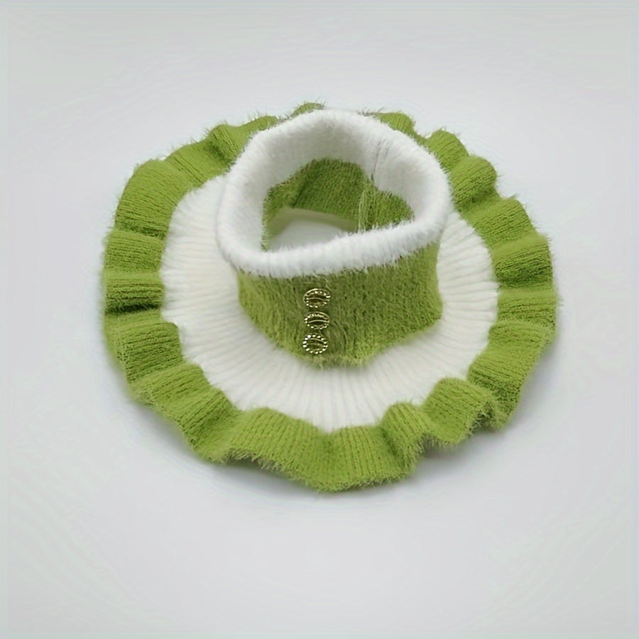 Winter Mink Velvet Neck Sleeve with Button Decor for Outdoor Wear Warm Fake Collar