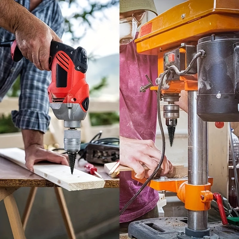 3pcs Titanium Coated High Carbon Steel Step Drill Bit Set Rust Water-Resistant for Carpentry