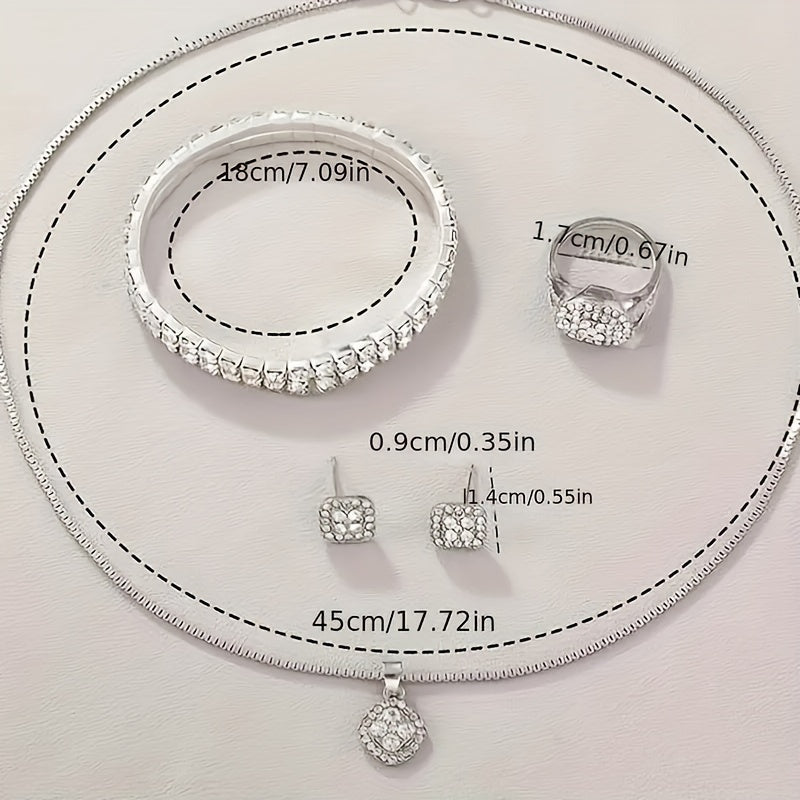 Women's Quartz Watch with Rhinestones and Jewelry Set for Gift