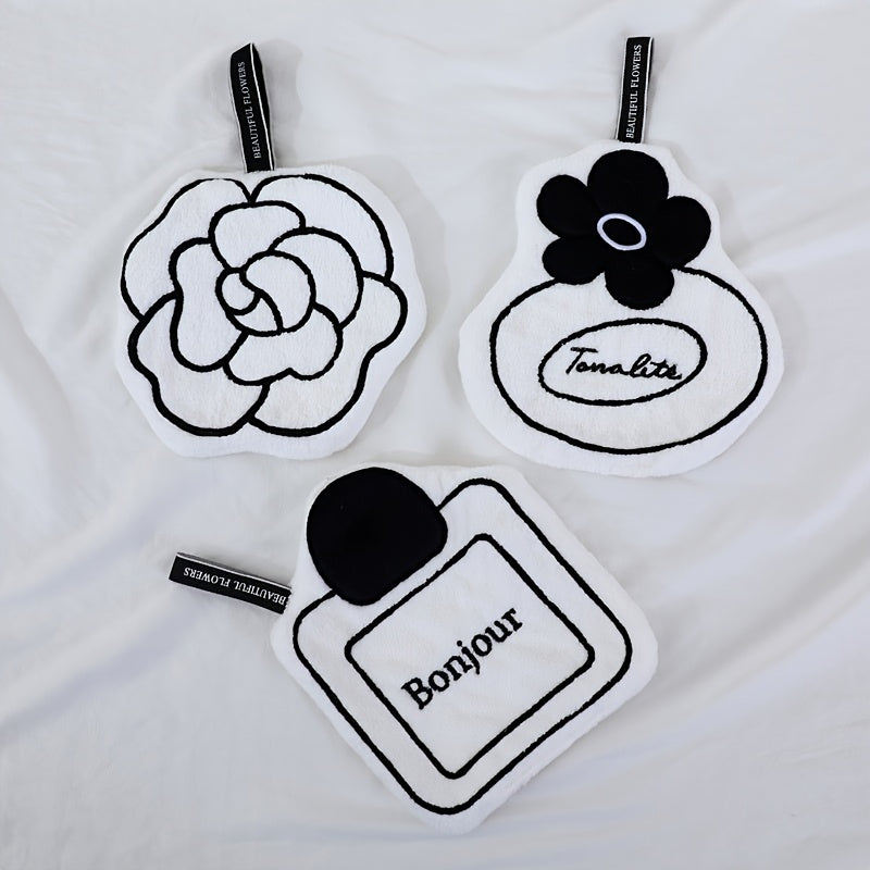 3 Taomlar uchun Luks Kameliya Osma Qo'l Sochiqlari - Yumshoq, Singdiruvchi va Tozalash Oson