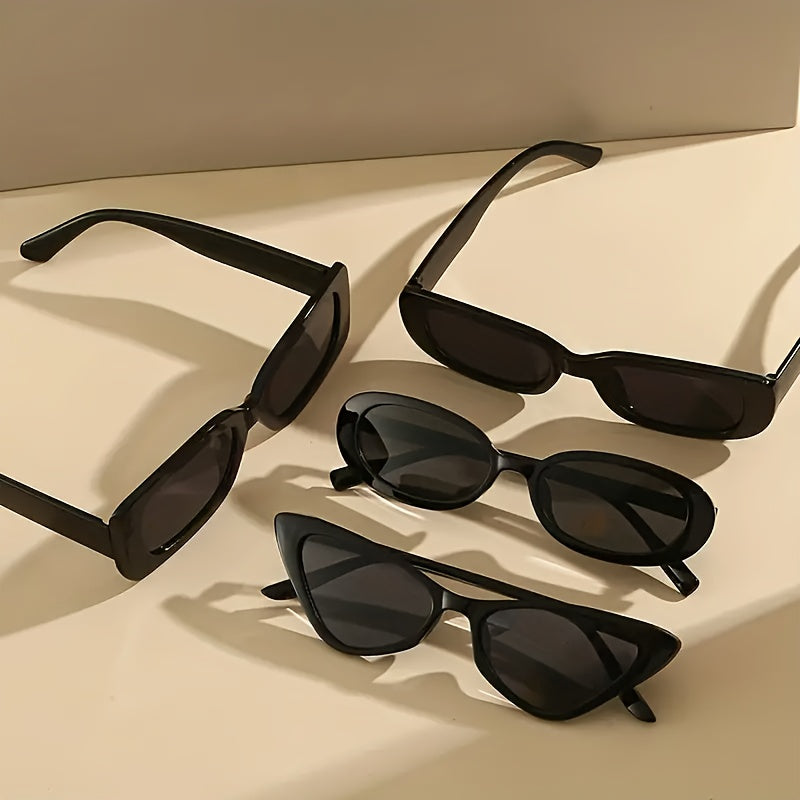 Black Classic Glasses Frame Set of 4 Anti-Glare Sun Shades for Daily Wear