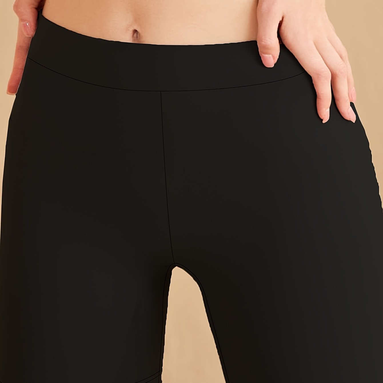 Women's Plus Size Leggings High Waist Solid Black Stretch Knit