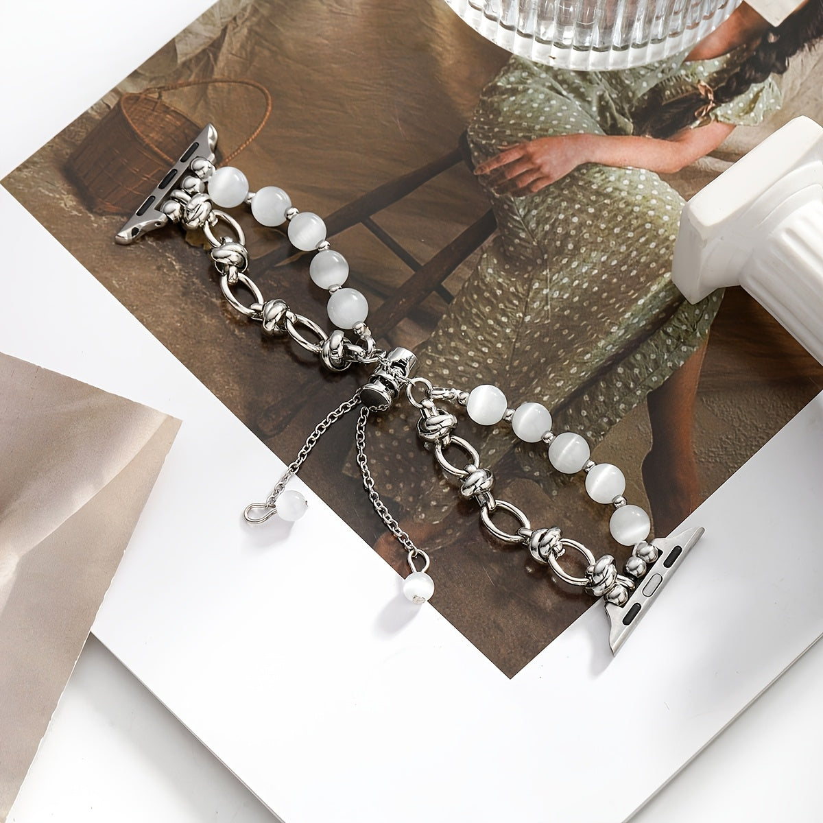 Ladies' Cat's Eye Stone Beaded Watch Strap Fits Apple Watch 38-49mm