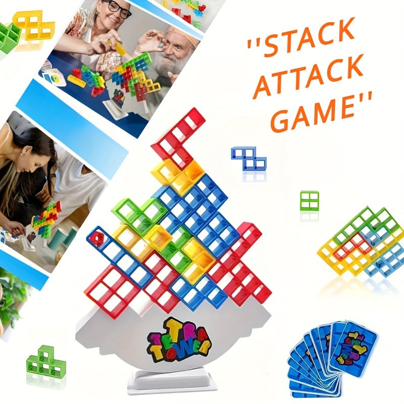 Stacking Desktop Toy for Kids Ages 3 Plus PVC Mixed Color Family Party Travel Entertainment
