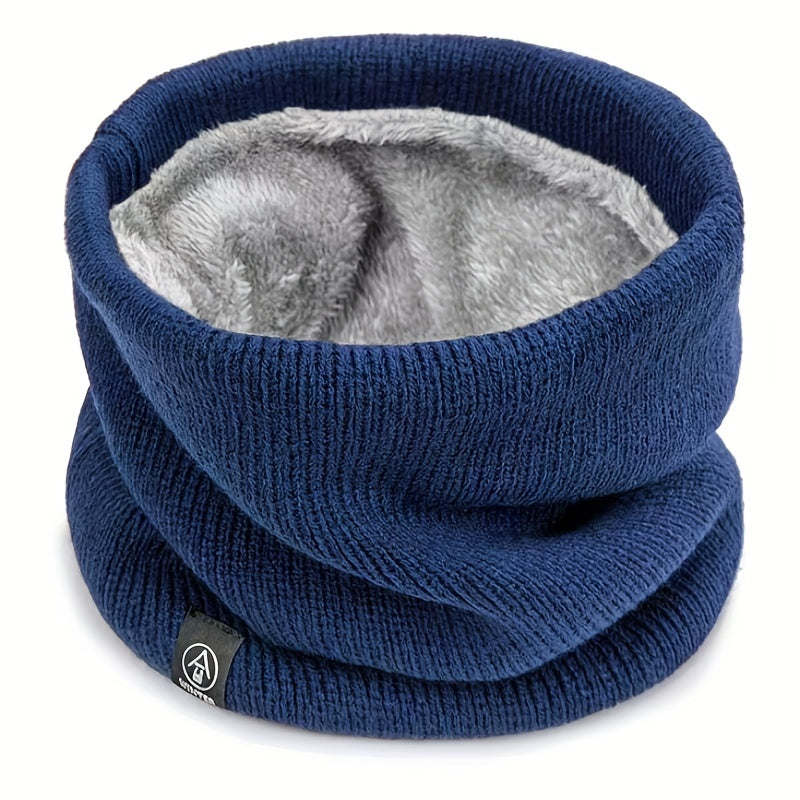 Winter Knitted Scarf for Men Women Cozy Neck Cover with Plush Lining