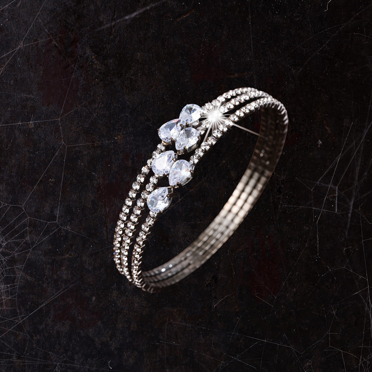 Women's Multi-Layer Water Droplet Bracelet with Synthetic Zirconia