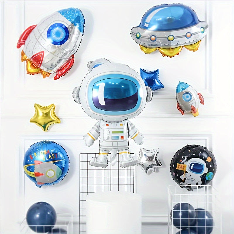 Large Space Balloons with Astronaut Rocket UFO Designs for Birthday Party Decorations