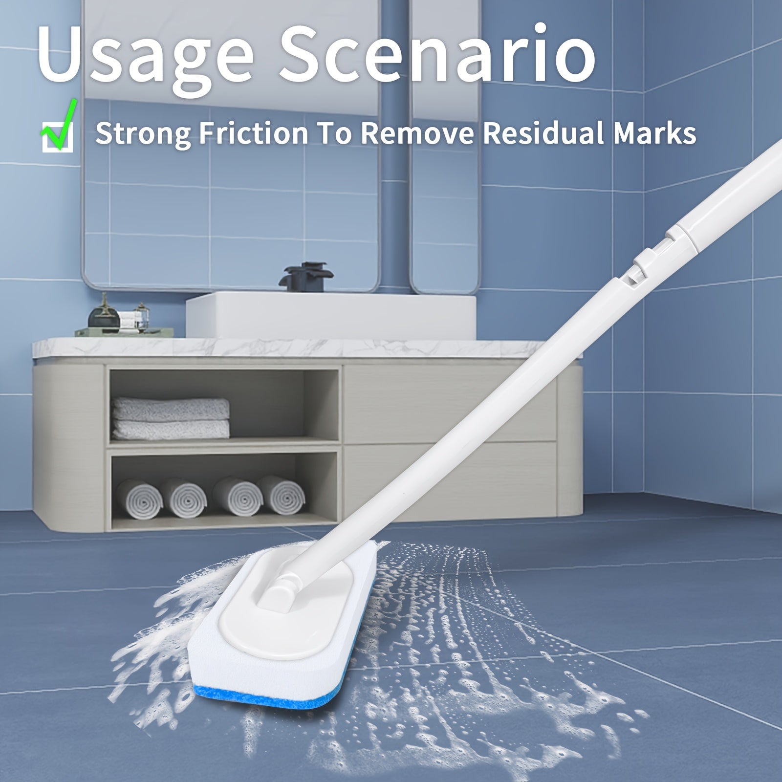 Kichik hammomni tozalash to'plami, uzoq tutqichli cho'tka va 25 ta shimgich bilan