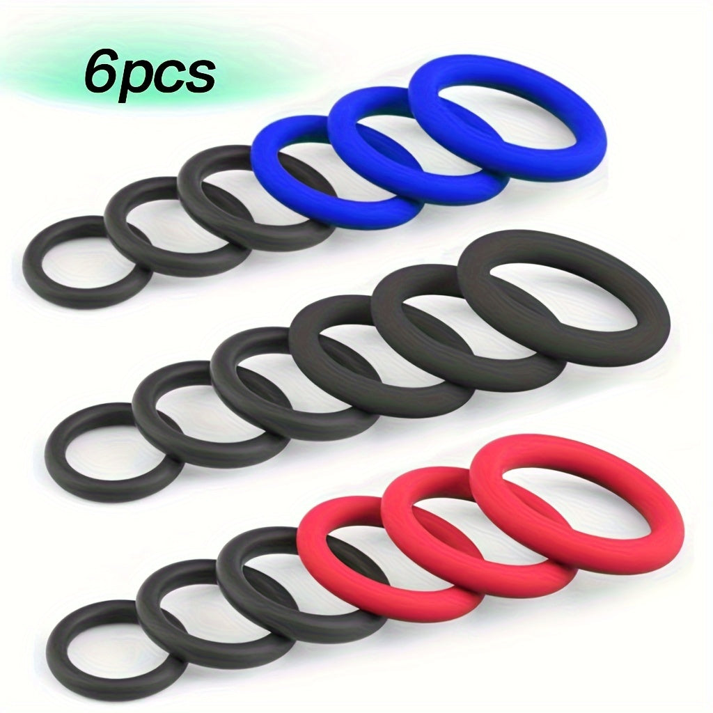 Men Soft Silicone Cock Rings Set of 6 Penis Delay Rings Adult Toys