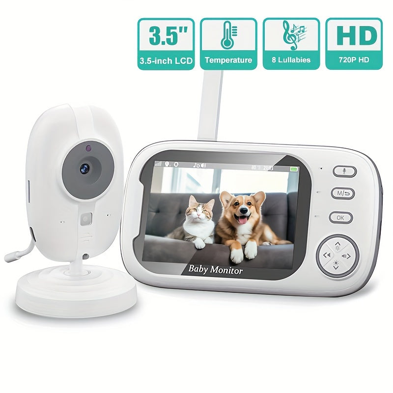Video Baby Monitor with Camera Audio Night Vision Temperature Lullabies Indoor Safety for Elderly Pets