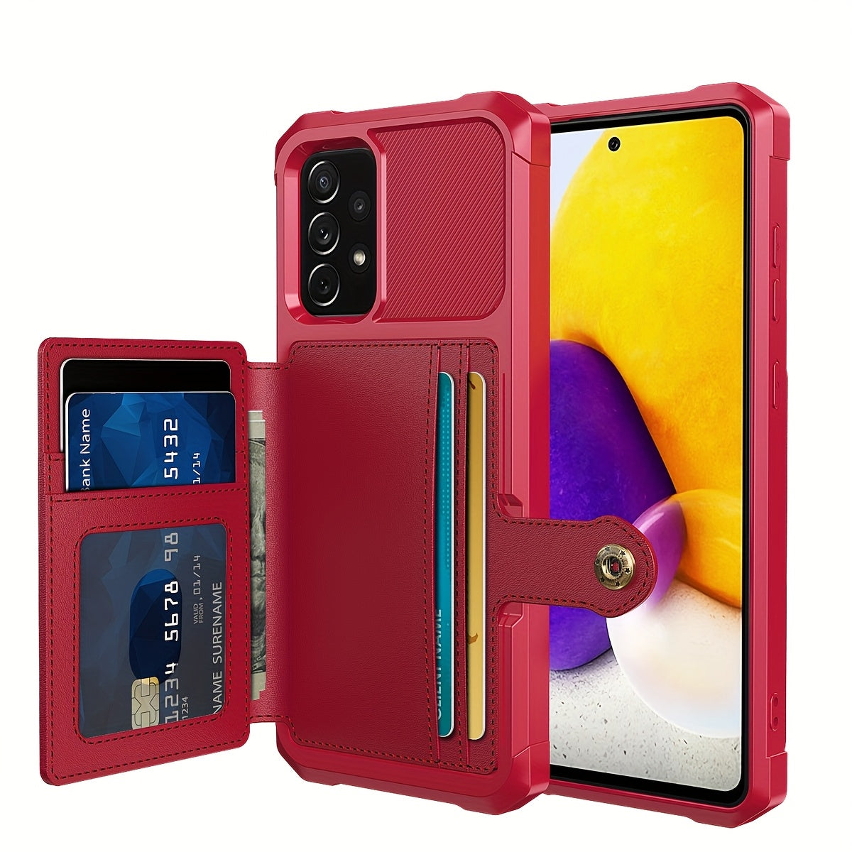Faux Leather Card Holder Phone Case for Galaxy A55 5G A35 5G with Card Slot Shockproof Durable TPU Flip Wallet