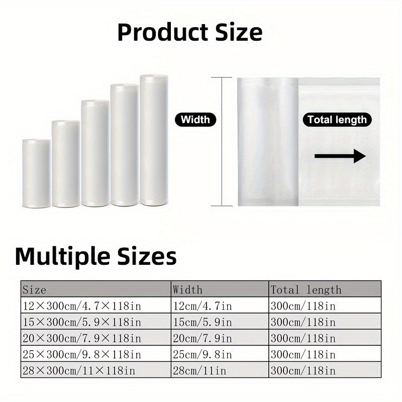 Rollos de sellador al vacío sin BPA, 3m, bolsas texturizadas resistentes a perforaciones para la conservación de alimentos