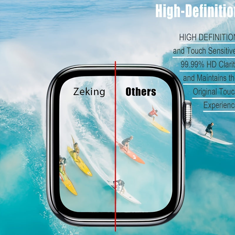 High-Definition Full Screen Protective Film for Apple Watch Durable Plastic Scratch-Resistant Glossy Finish 38-49mm Pack of 3