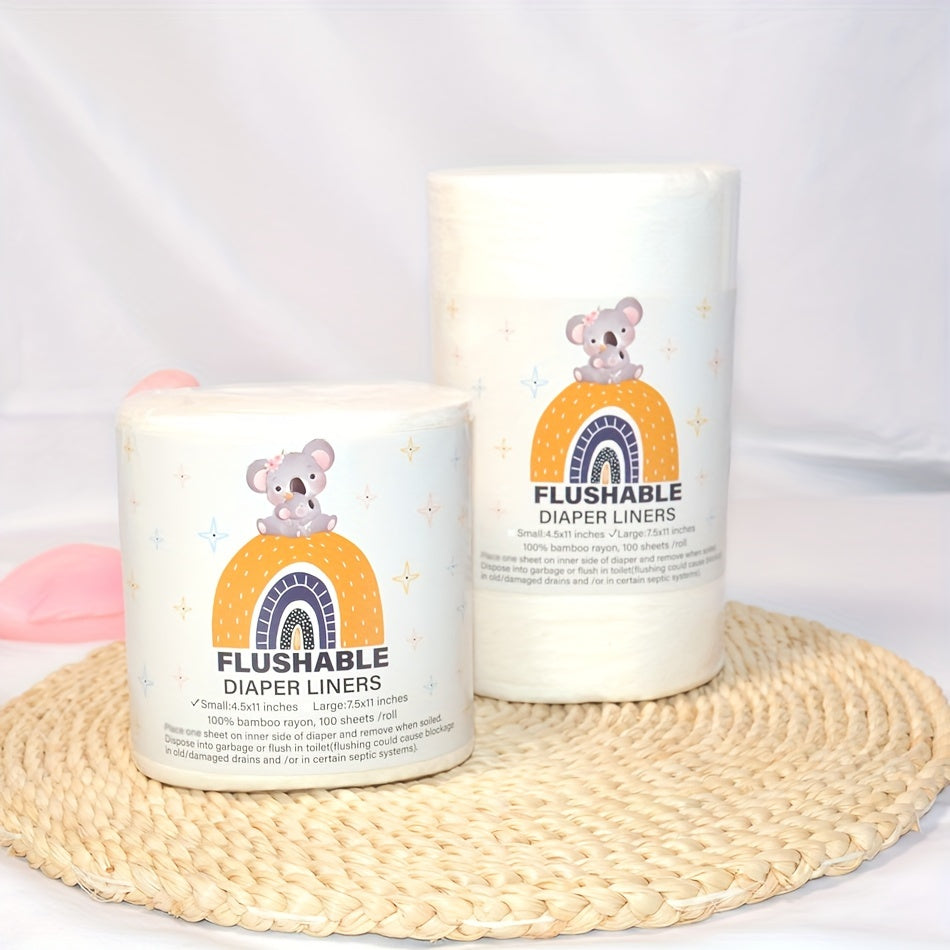 Cloth Diaper Liners 100 Sheets Biodegradable Flushable Bamboo Rayon Disposable