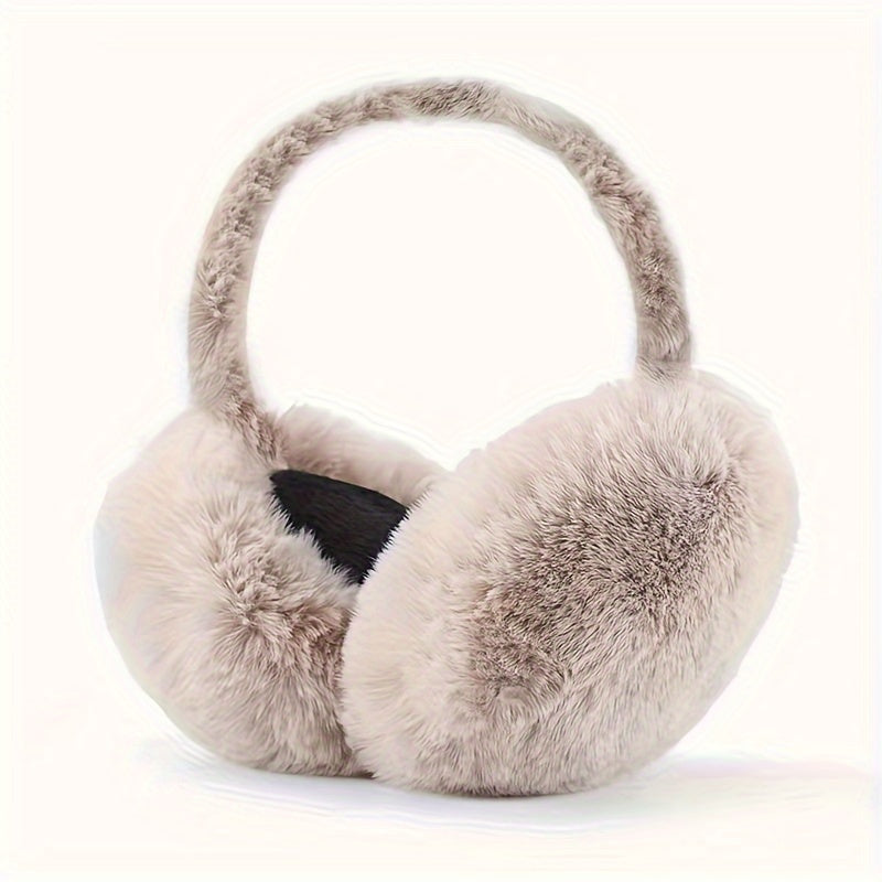Winter Warm Plush Earmuffs for Women Windproof Foldable Ear Warmer Cozy Polyester