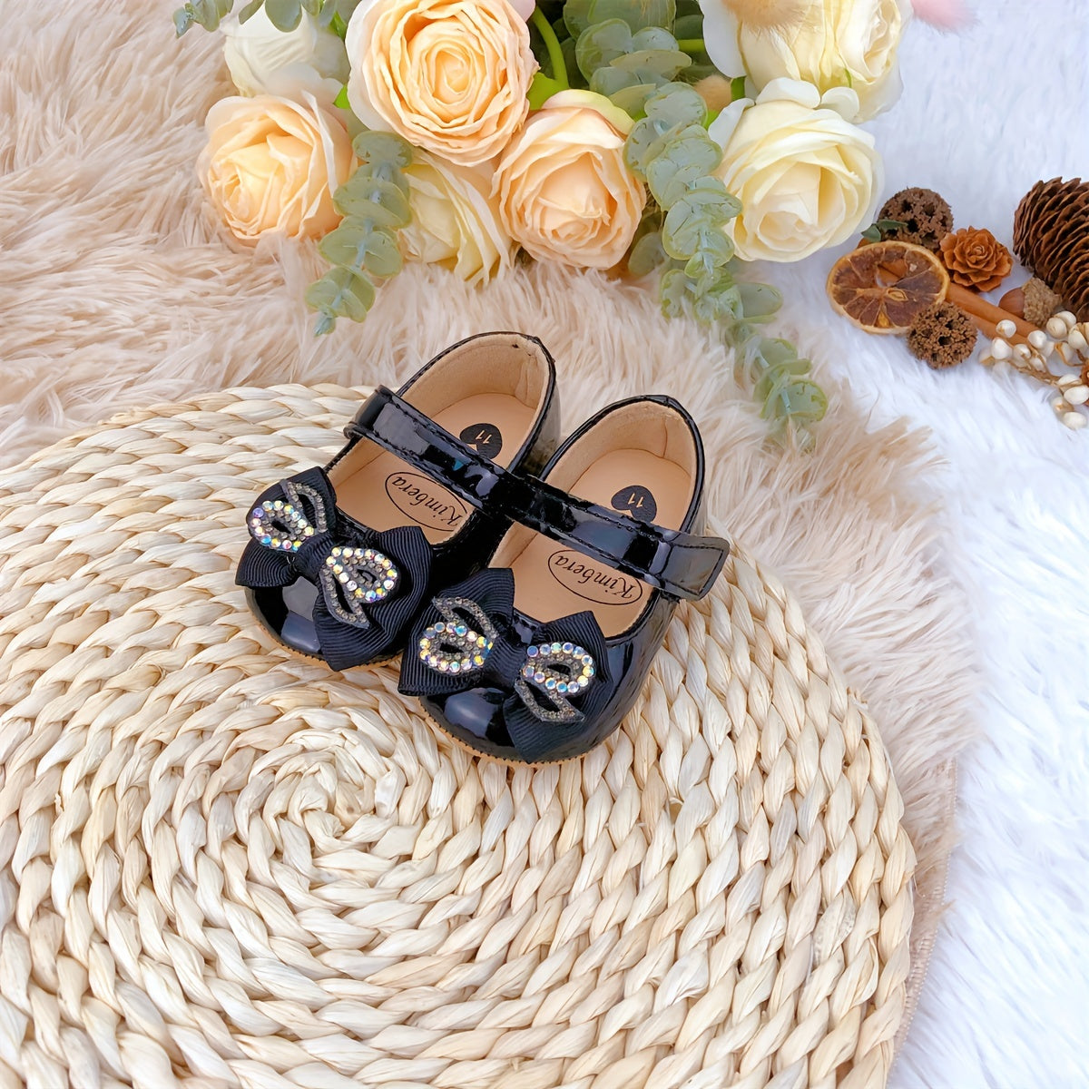 Baby Girls Mary Jane Shoes with Bowknot Non-Slip Flat Soles for Indoor Outdoor Spring Autumn