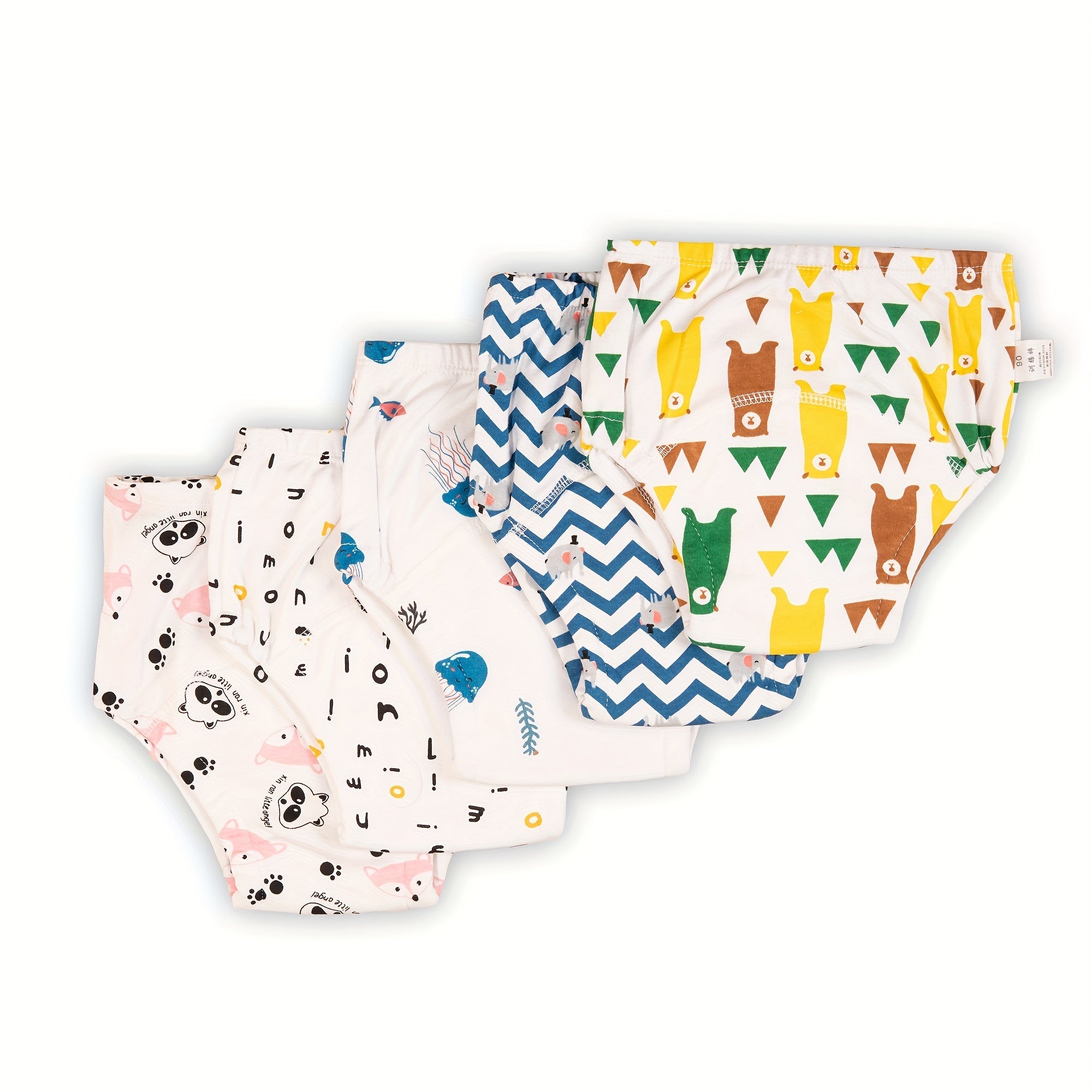 Girls Potty Training Pants Reusable Cloth Diapers with Cartoon Prints Pink White 2 Pairs