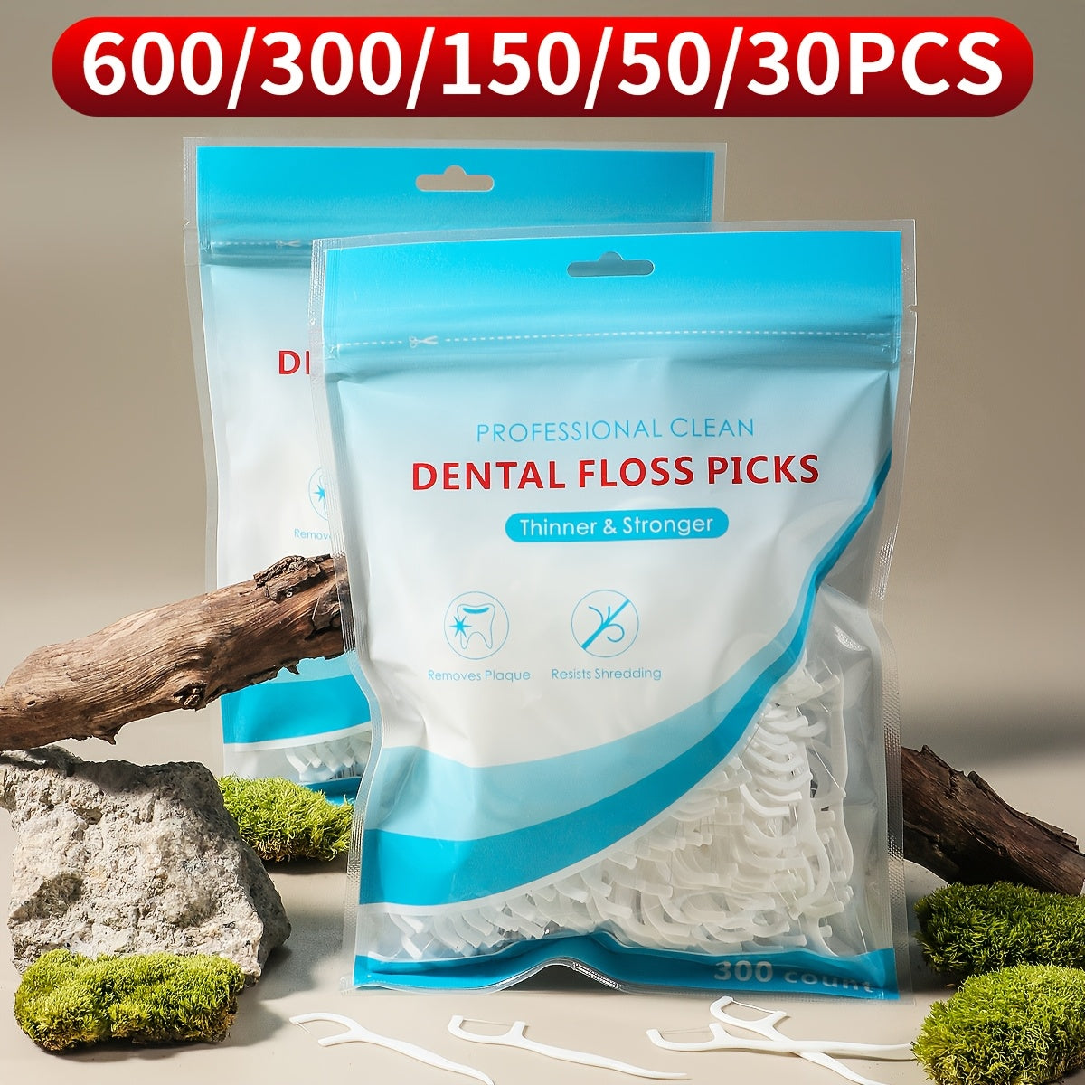 Dental Floss Picks Ultra-Fine Disposable Smooth Thread Unflavored 30/50/150/300