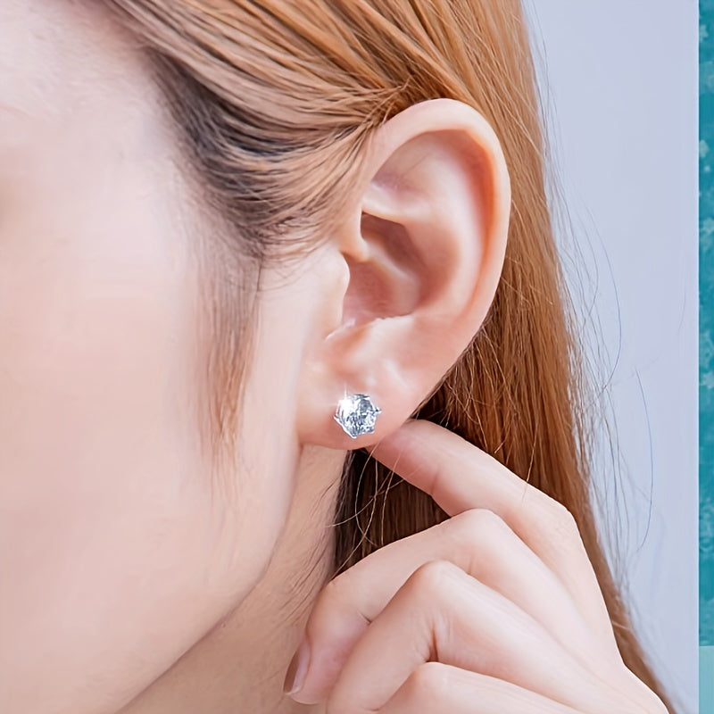 Elegant Moissanite Stud Earrings for Women 6-Prong Design Jewelry 1 Pair
