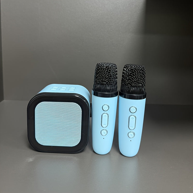 Portable Karaoke Machine with Wireless Microphone LED Lights Voice Change Support TF Card for Family Parties and Adults