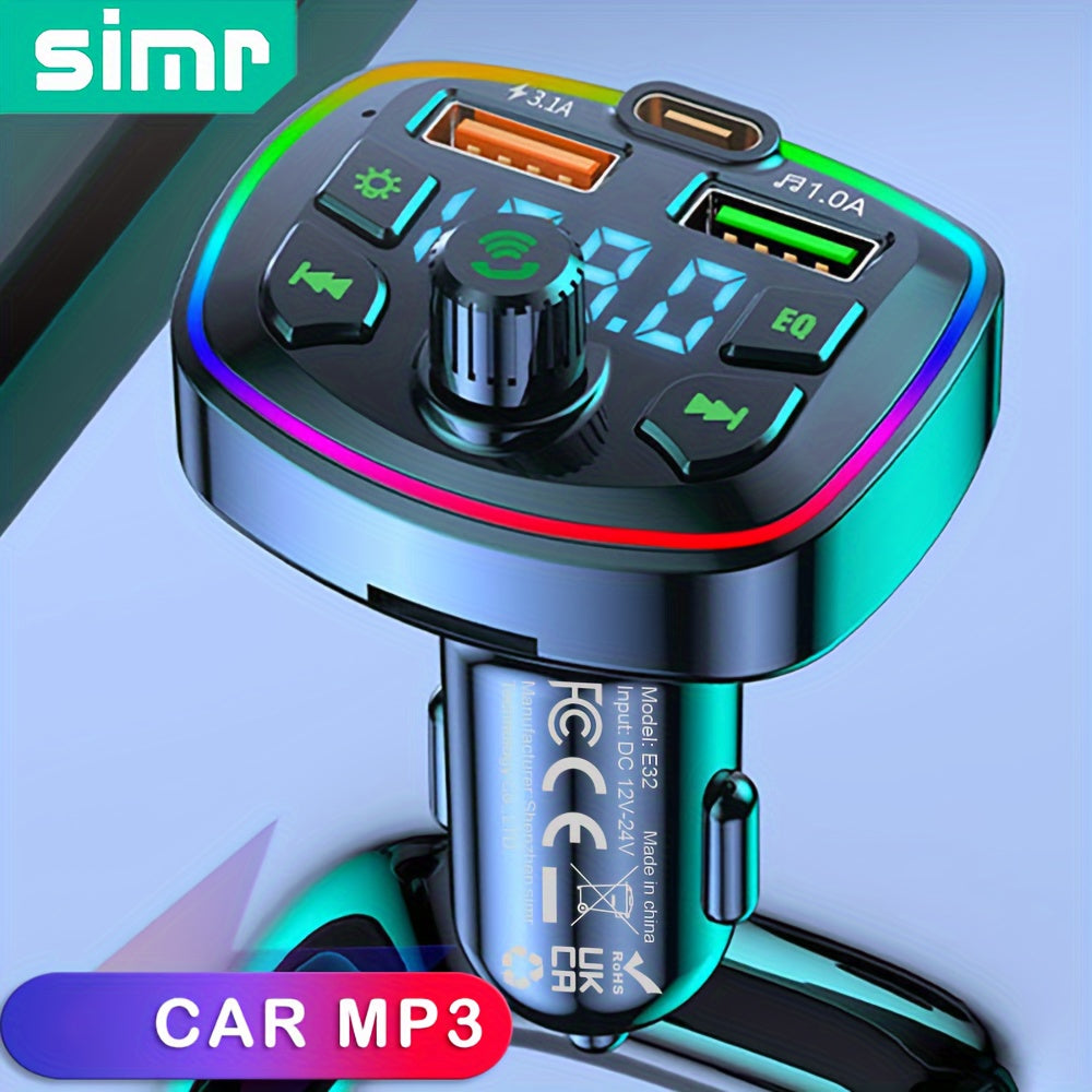 Wireless Car Charger with FM Transmitter, Fast USB & Type-C Charging