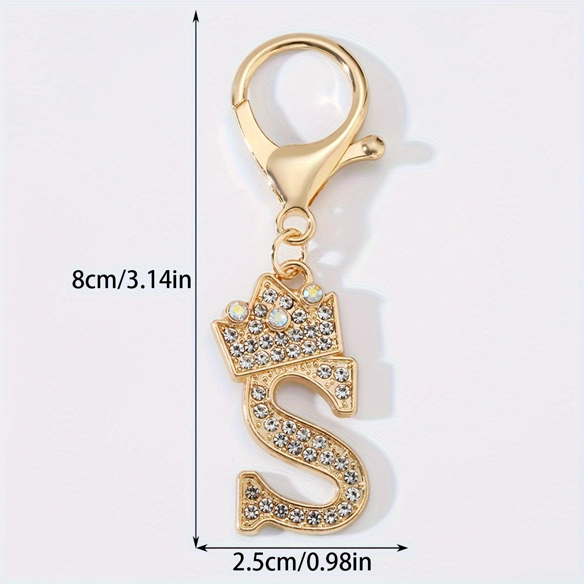Men's Zinc Alloy Keychain with Artificial Diamond Crown and Letter Charms