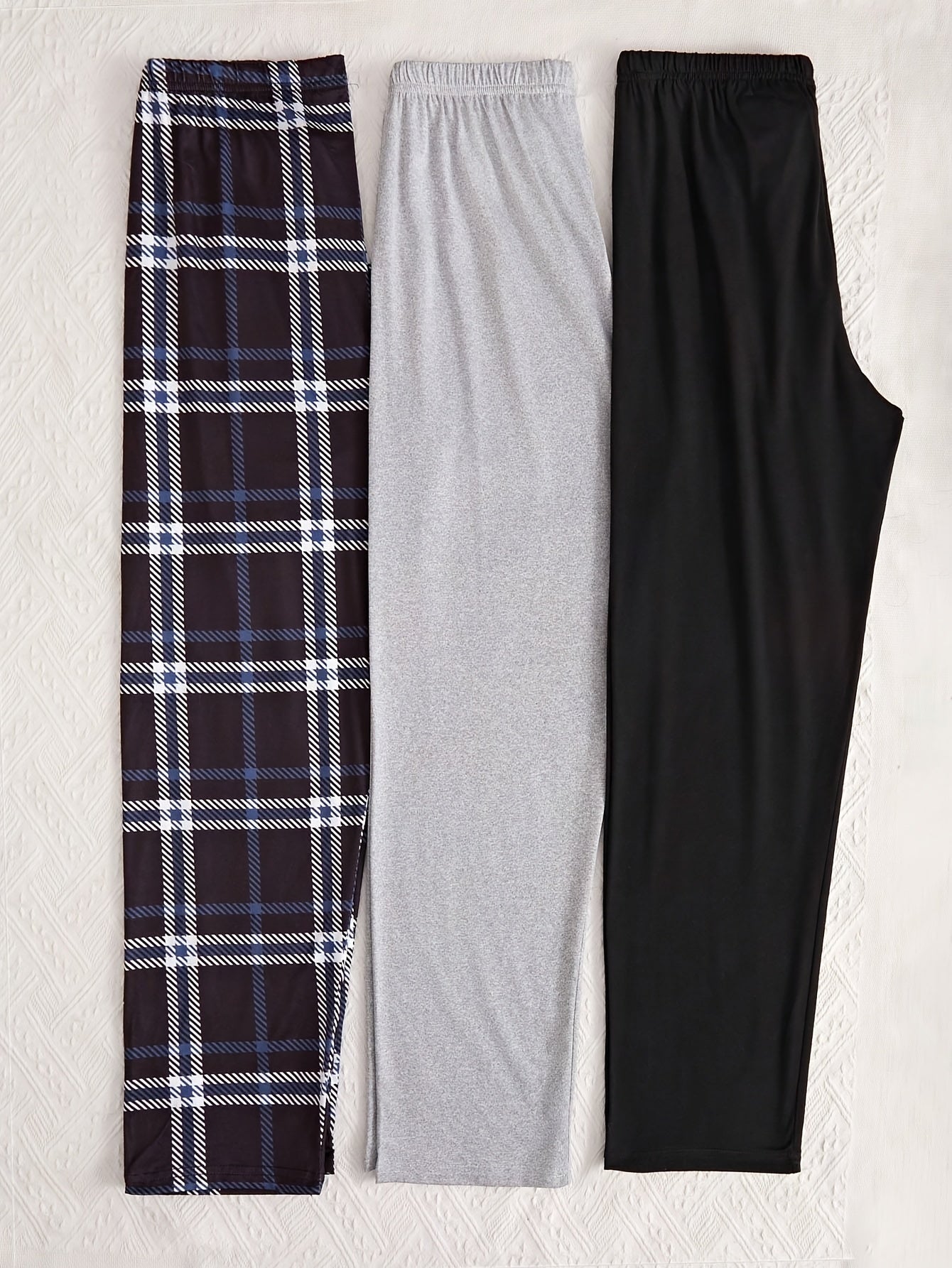 Conjunto de pantalones de dormir para mujer 3 pantalones casuales para descansar cintura alta ajuste suelto microelasticidad