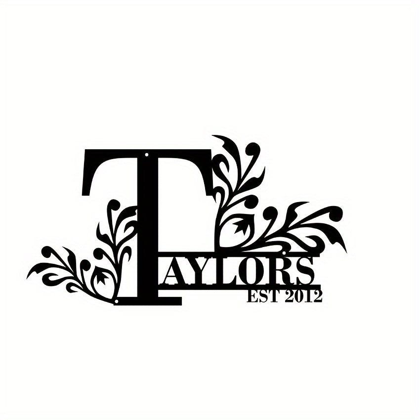 Personalized Metal Family Name Sign Custom Last Name and Date Outdoor Door Hanger