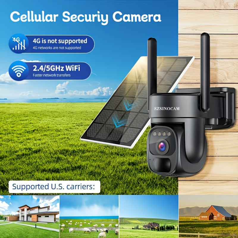 Cámara de seguridad solar inalámbrica 1080P PTZ visión nocturna detección de movimiento Wi-Fi exterior