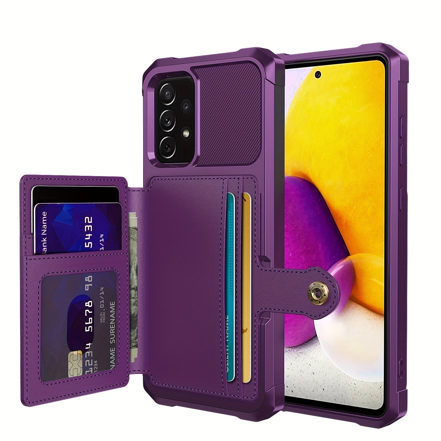 Faux Leather Card Holder Phone Case for Galaxy A55 5G A35 5G with Card Slot Shockproof Durable TPU Flip Wallet