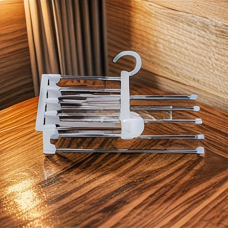 Набор вешалок для брюк из нержавеющей стали с регулируемой стойкой для брюк, многоуровневый складной дизайн для экономии пространства, переносной органайзер для шкафа, расширяемая и прочная вешалка для одежды