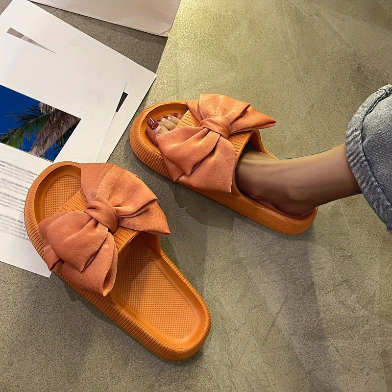 Ayollar uchun ochiq-toe yozgi plyaj shlyapasi bilan bowli slip-on sandallari apelsin