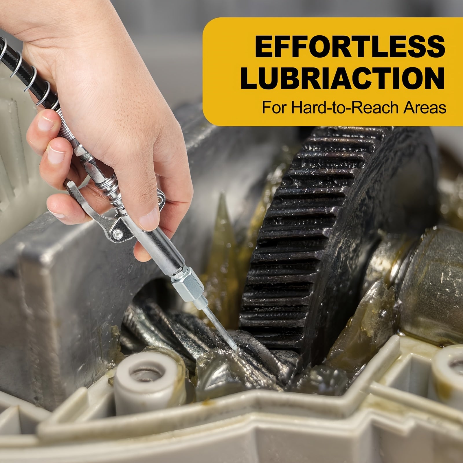 Heavy Duty Grease Gun Kit Stainless Steel 8000 PSI 14 Oz with 45.72cm Hose