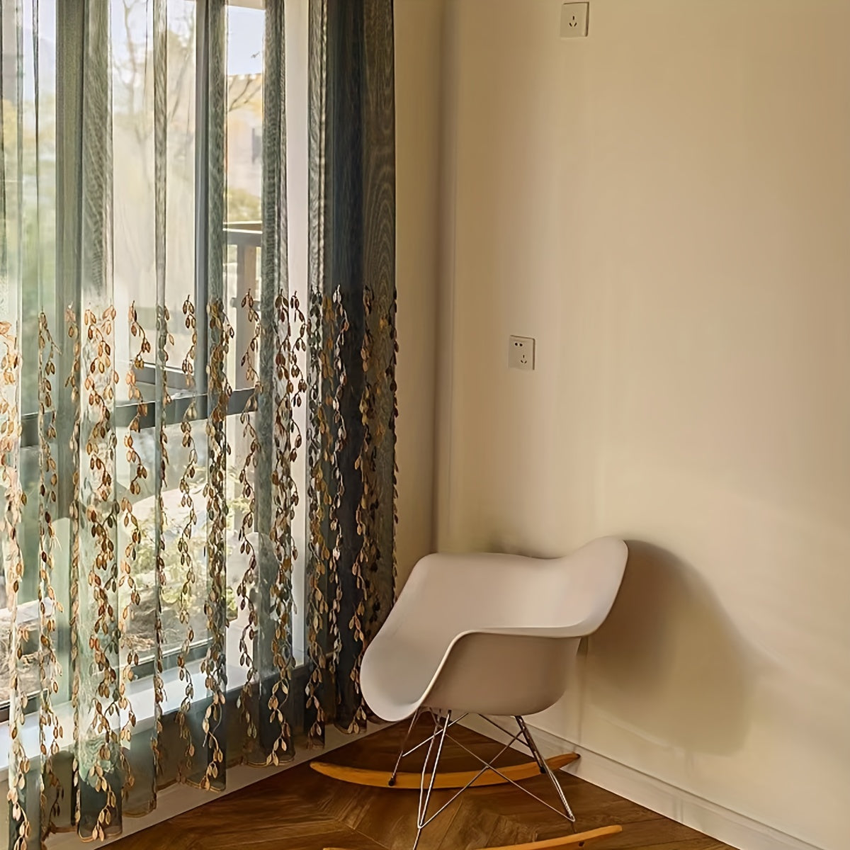 Bohemian Lace Gold Leaf Curtain for Living Room Bedroom Office Window Treatment