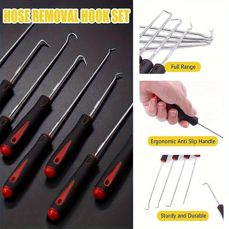 Juego de herramientas de mantenimiento de autos de 4 piezas, extractor de juntas de sellado de aceite y O-ring, gancho y extractor