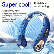 Portable Neck Fan with LED Display Rechargeable Hands-Free Bladeless Personal Fan 5-Speed