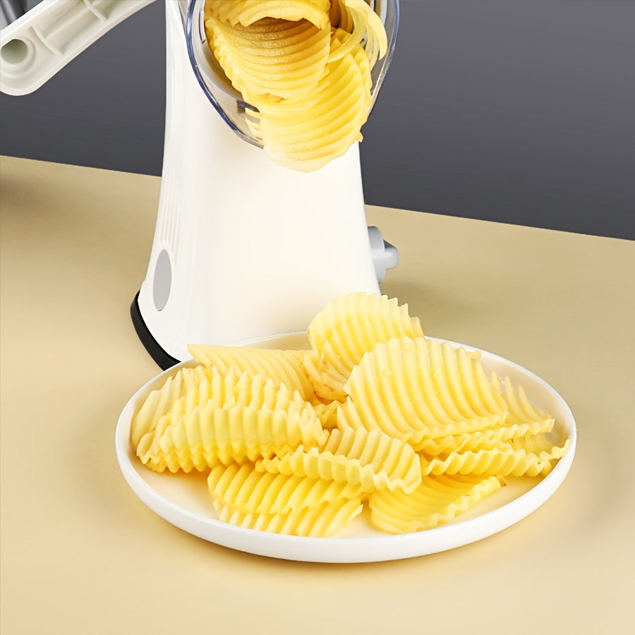 Manual Rotary Mandoline Slicer with Interchangeable Blades for Vegetables and Cheese