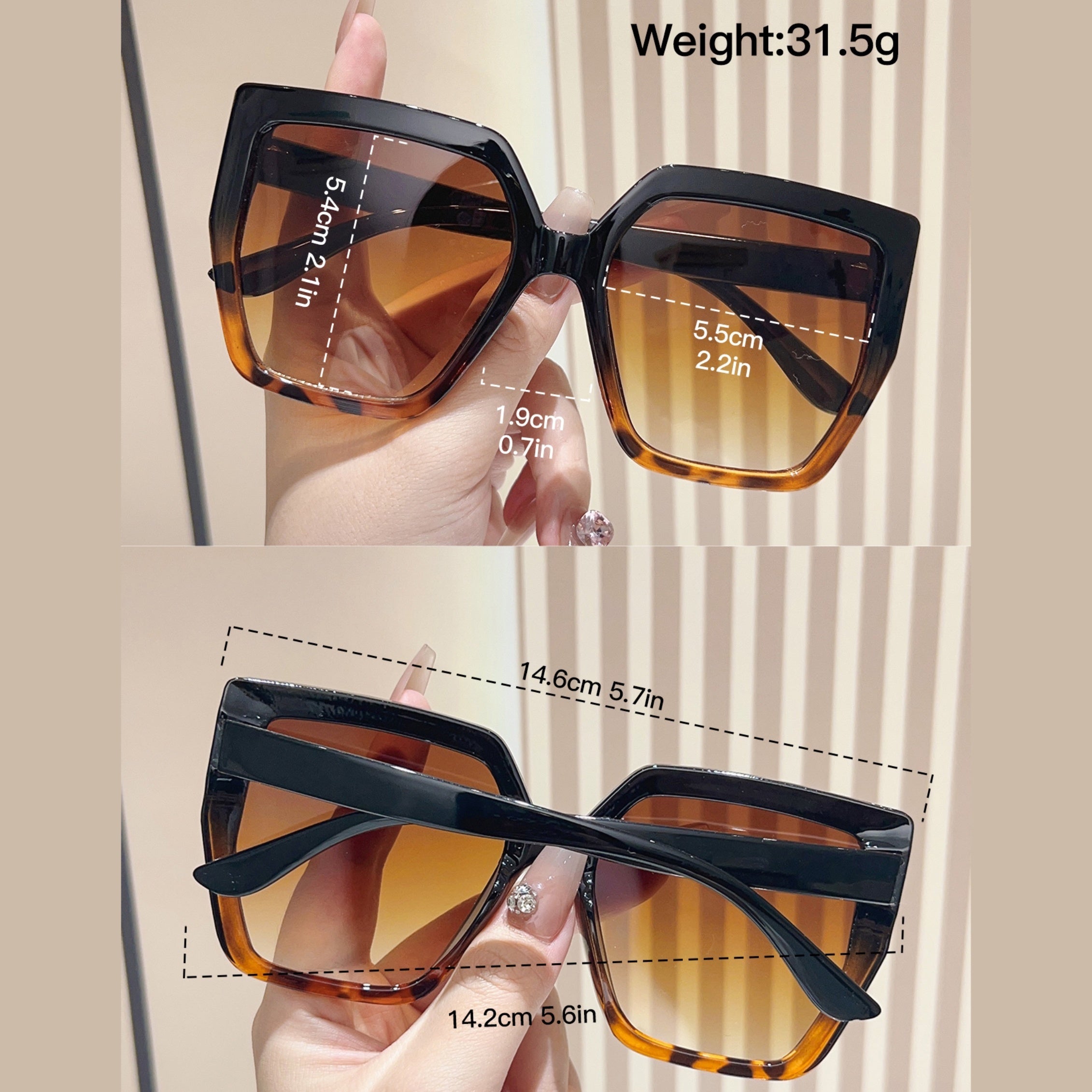 Women's Large Frame Vintage Irregular Style Sun Glasses for Driving and Beach