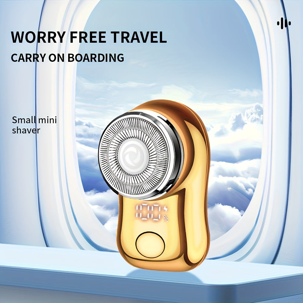 Afeitadora eléctrica recargable USB compacta para hombres, con cuchilla de acero inoxidable, apta para uso húmedo y seco, ideal para viajes