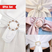 Kiyimlar va kurtkalar uchun 6 ta vintage alloy brooch pinlar to'plami, sun'iy marjonlar bilan