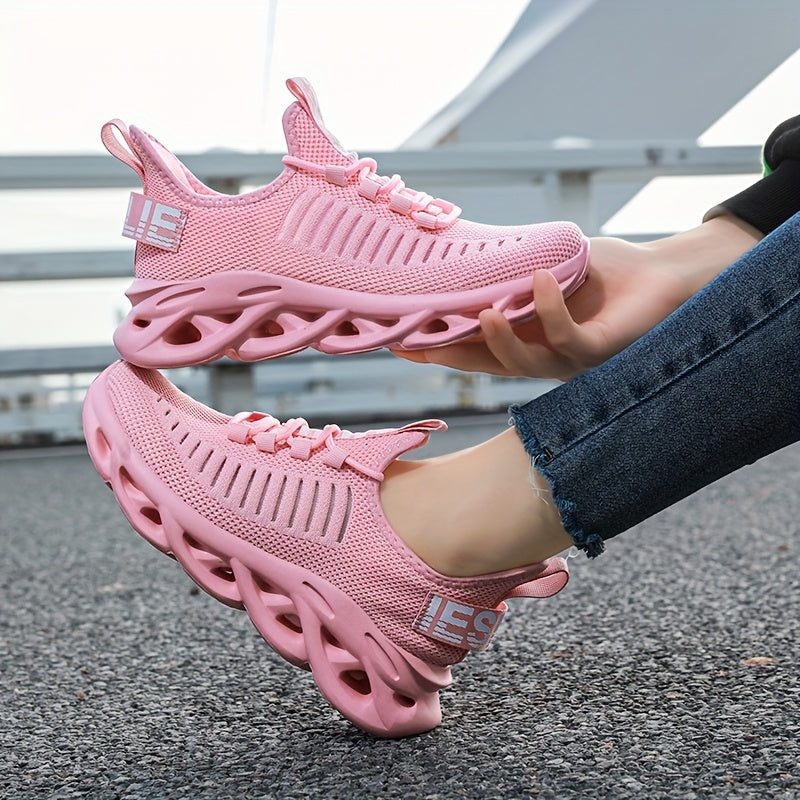 Kids Mesh Sneakers with Arch Support Lightweight EVA Sole Pink White Stripe Boys Girls