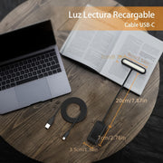 Rechargeable LED Book Light with Dual-Color Temperature Adjustable Brightness Aluminum Body USB Powered
