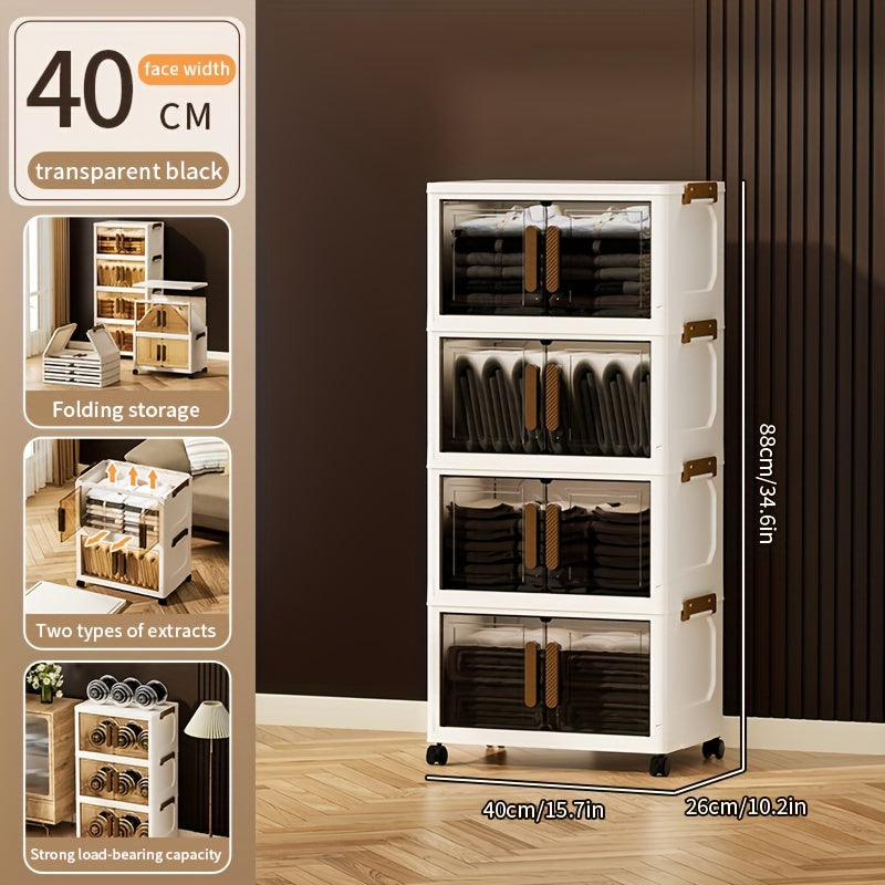 Складные пластиковые контейнеры для хранения на 5 уровней с крышками и колесами для шкафов, ванных комнат, офисов и общежитий.