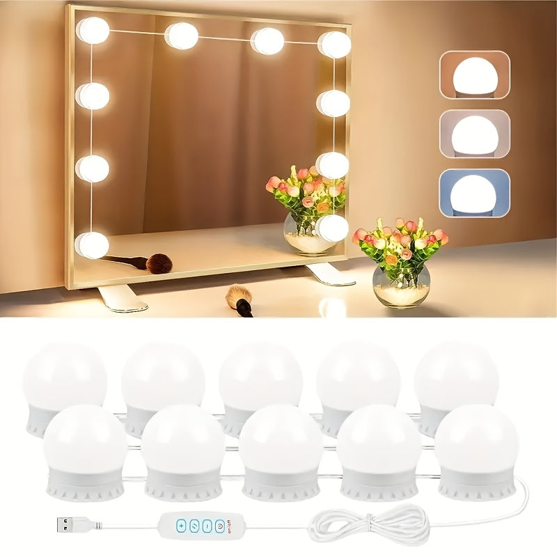 LED Makeup Mirror Light Kit with USB Power Touch Control Detachable Clamp