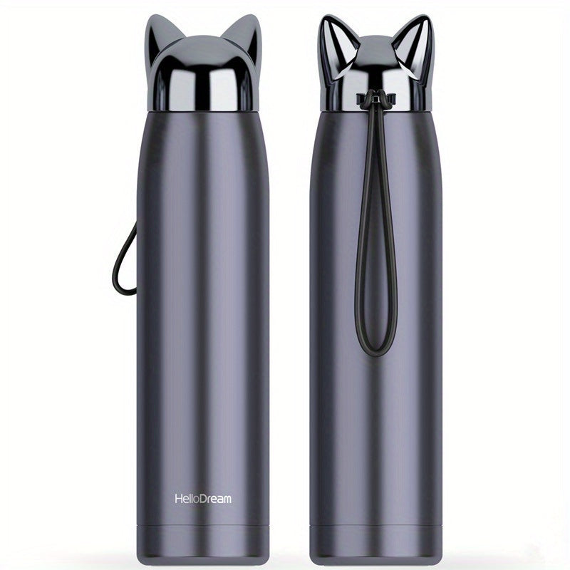 Insulated Travel Mug 320ml Stainless Steel Vacuum Cup with Cat Ears BPA Free Kawaii Design