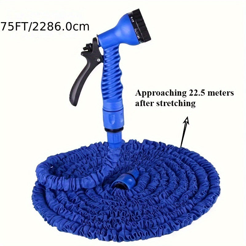 Expandable High-Pressure Garden Hose 3X Soft Rubber with 7-Function Nozzle 15-38 M